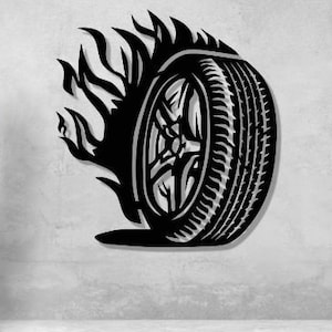 Tire Svg Dxf Files , Laser Cut File , Tire , Tyre Wheel Firing Skid Shop Wall Decor For Cnc Laser Plasma Cricut Glowforge