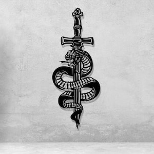 Snake Svg Dxf Png-bestanden, lasergesneden bestand, zwaard Snake Serpent Viper Wall Art Decor voor Cnc Laser Plasma Cricut Glowforge