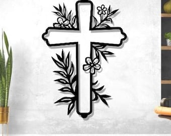 Kreuz-Svg-Dxf-Dateien, Laserschneiden, Blumen, Wand-Kunst-Dekor-Schnitt-Datei, Metall-Sperrholz-T-Shirt Vniyl Becher für Cnc-Laser-Plasma-Cricut