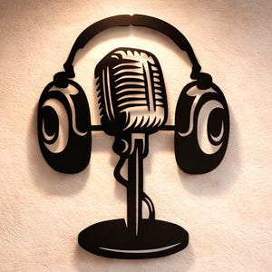 Retro Microphone SVG, Radio Vinyl Wall Art, Laser Cut File (Digital Download)