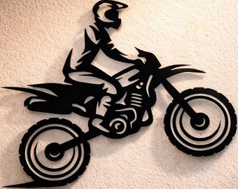 Muurkunst motorrijder, lasergesneden bestanden (SVG, DXF, PNG)