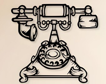 Vintage telefoon muurdecoratiekunst, lasergesneden bestand (SVG DXF, PNG)