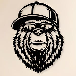Crazy Gorilla Svg Dxf Png-bestanden, lasergesneden bestand, Gorilla Godzilla Face Hat zonnebril zomer voor CNC-laserplasma Cricut Glowforge