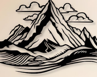Mountain Scene Svg Dxf Files Mountains Wall Art Cut For Cnc Laser Plasma Cricut Glowforge Xtool