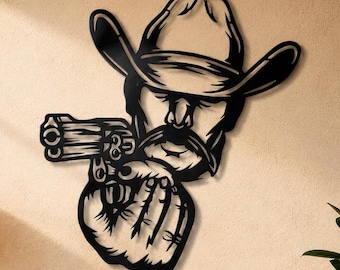 Cowboy with Revolver DXF SVG, Western Laser Cut File