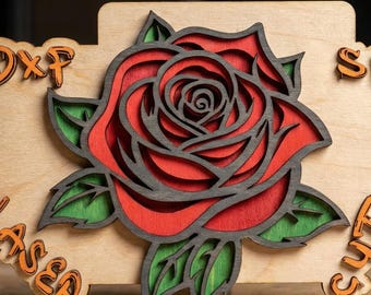Rose Multilayer Vector Art, Laser Cut File (SVG, DXF)