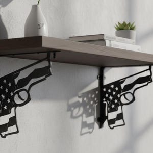 Gun Shelving Bracket Dxf Svg Files , American Flag Shelf Brackets Metal Cut File For Cnc Plasma Laser