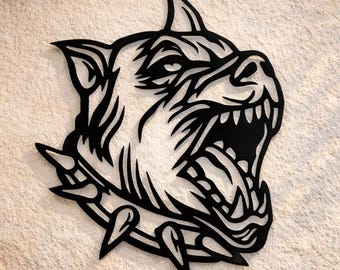 PITBULピットブル　特大メタルアート　鉄板レザー加工 Pitbull Metal Wall Art, CNC Laser Cut Files (svg, Dxf, Png) - Etsy