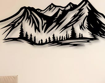 Mountain Scene Laser Cut File, CNC Plasma Cricut Glowforge (Svg Dxf Png)