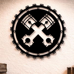 Kolben und Zahnrad SVG, Laser Cut Datei (Digitaler Download)