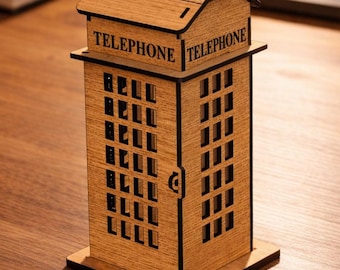 British Telephone Booth Box SVG DXF Laser Cut File