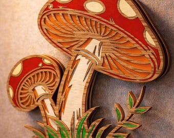 Mushroom Multilayer Svg Dxf Files 3D Layered Cut File For Cricut Laser