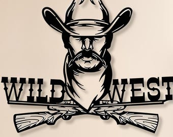 File di taglio laser del fucile da cowboy del selvaggio West (SVG DXF PNG)