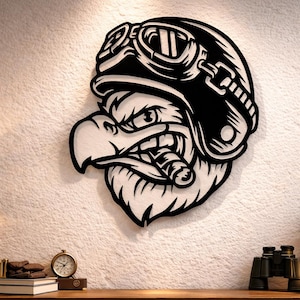Rider Eagle gezicht metalen muurkunst, CNC lasergesneden bestand (svg, dxf, png)