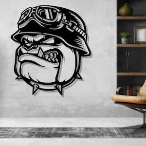 Archivos Svg Dxf Png De Bulldog, Archivo De Corte Láser, Casco De Motocicleta Con Cara De Perro Bulldog Crazy Rider Enojado Para Cnc Láser Plasma Cricut Glowforge