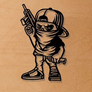 Machine Gun Rapper Svg File Gangster Svg Dxf Png Files , Thug Bandit Laser Cut File Mafia Gun Sprey ...