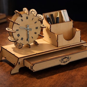 Desktop Clock Svg Dxf Files Laser Cut File 3mm Plywood Design For Glowforge Laser Xtool