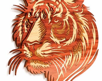 Multilayer Tiger Svg Dxf Files 3D Layered Vector Cut For Laser or Cricut