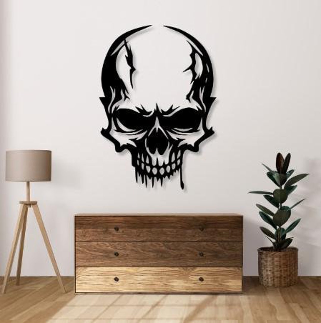 Skull Design Svg Dxf Png Files Skull Laser Cut File Wall Art Cut File ...