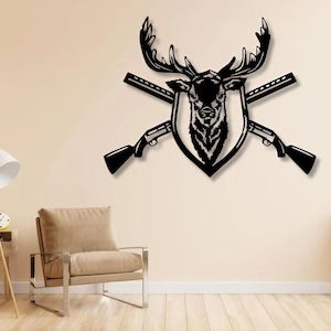 Rotwild-Jäger-Svg-Dxf-Png-Dateien, Riffle Laser-Schnitt-Datei Rotwild, Wand-Kunst-Dekor-Jagd für Cnc-Laser-Plasma Glowforge Cricut