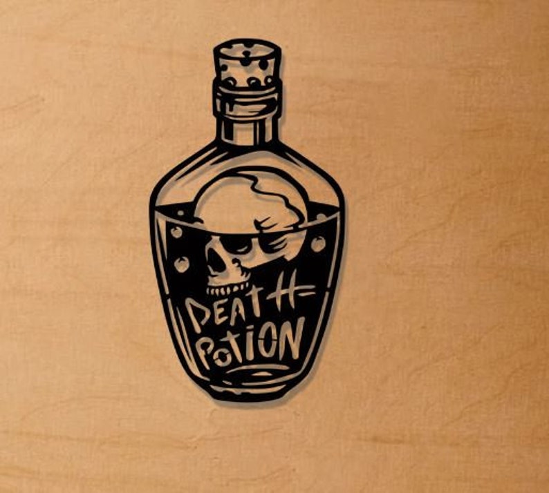 Potion Svg Files Potion Svg Dxf Png Files , Laser Cut File Death Magic Potion Bottle ...