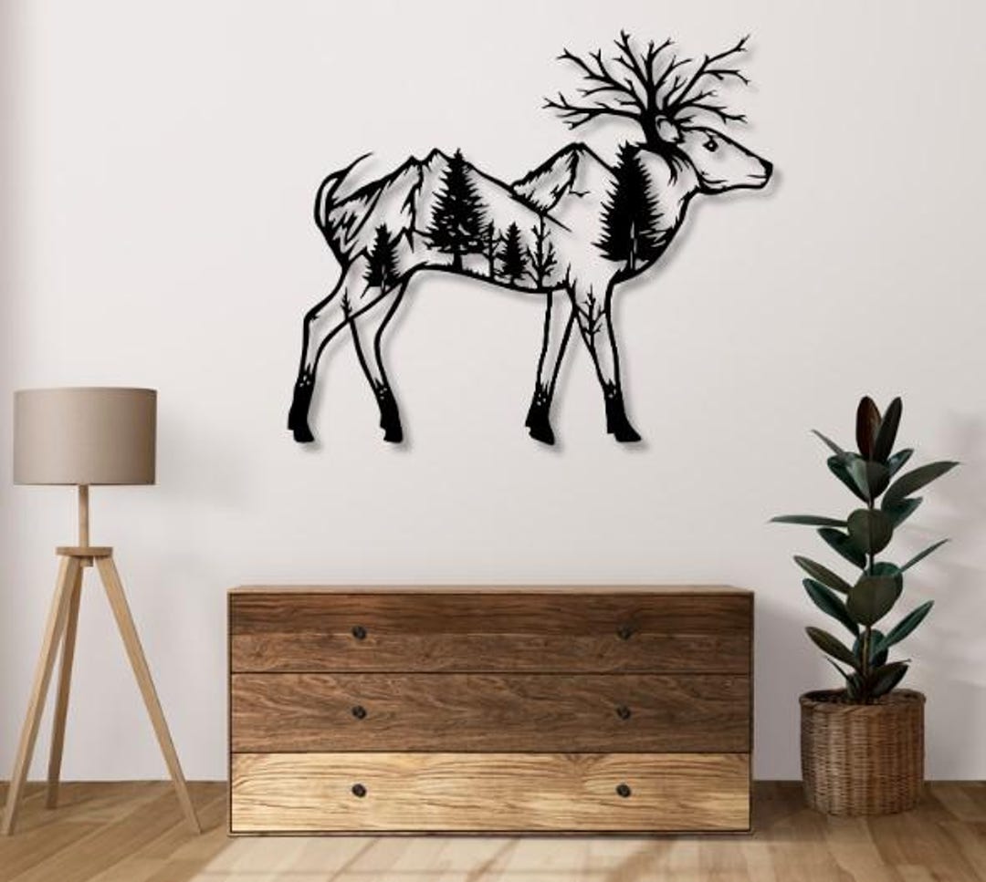 Deer Scene Svg Dxf Files Laser Cut File Deer Nature Art for Cnc Laser ...