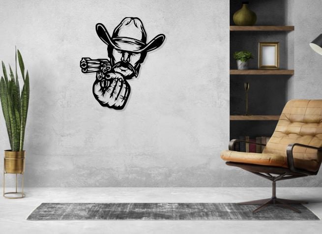 Cowboy With Revolver DXF SVG, Western Laser Cut File - Etsy