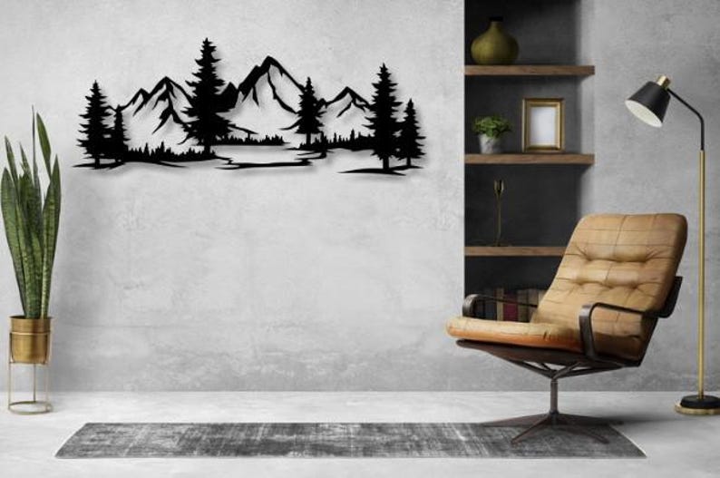 Mountain Scene SVG DXF PNG Files, Laser Cut Wall Art - Etsy