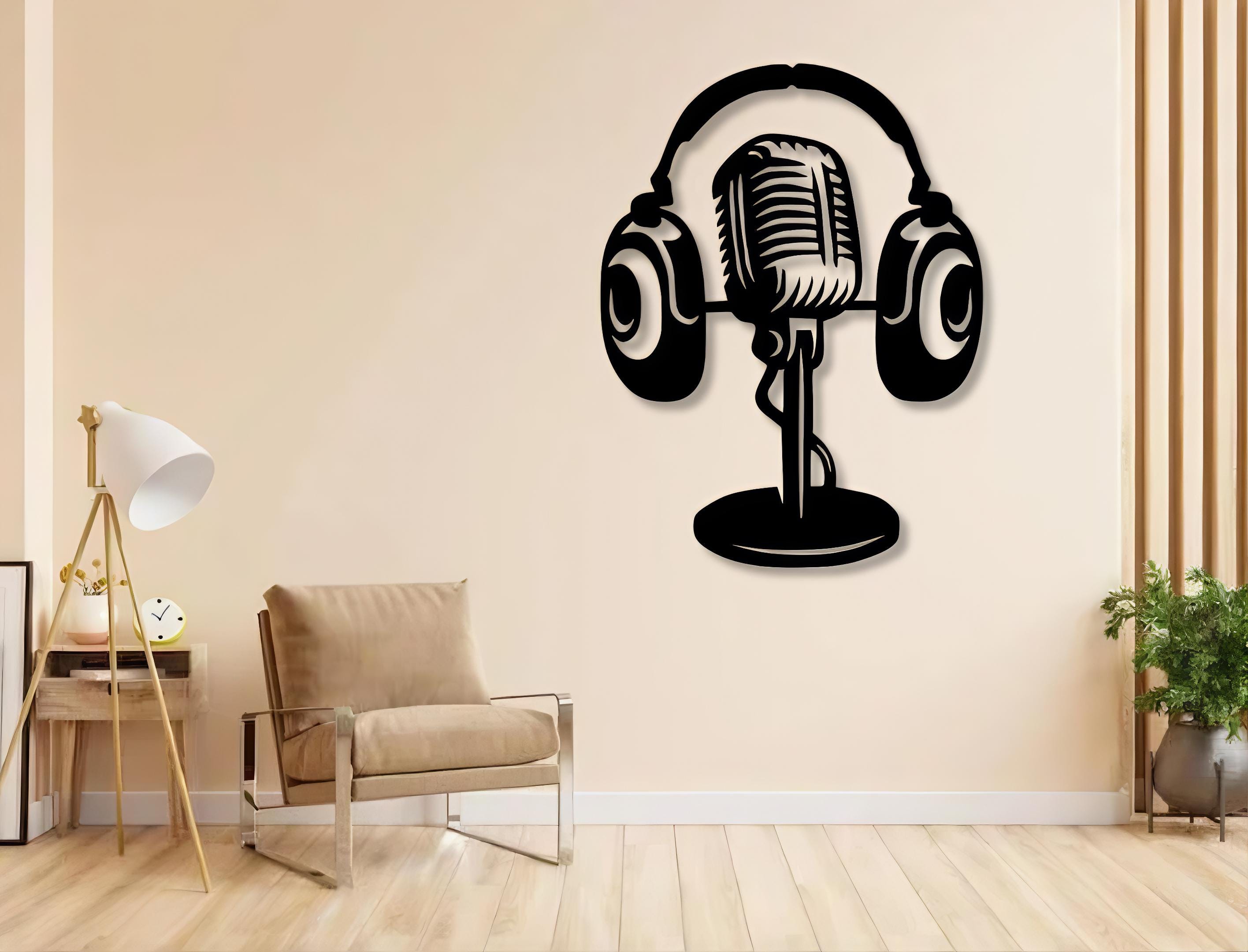 Mikrofon-Svg-Dxf-Png-Dateien, Laser-Schnitt-Datei Radio-Programmierer-Retro Vinylwand-Kunst-Dekor-Vectorel für Cnc-Laser-Plasma-Cricut Glowforge