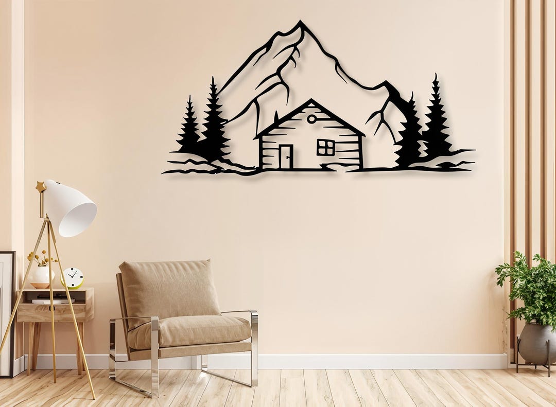 Mountain House Svg Dxf Files Chalet Moutains Scene Vector Cut File for ...