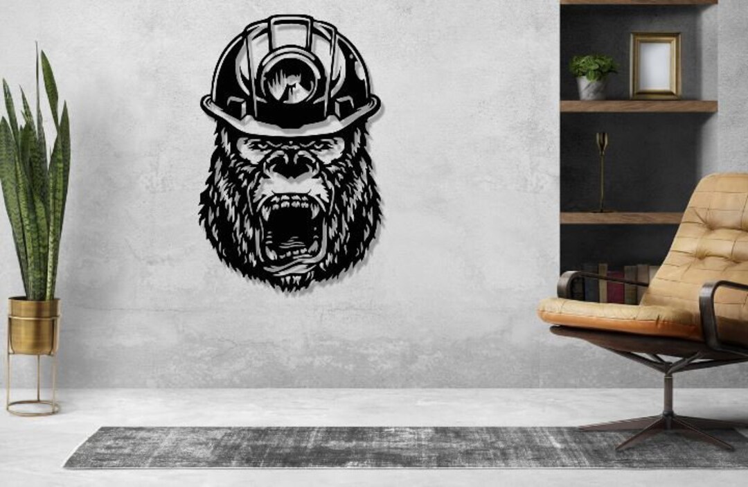 Gorilla Hard Hat Svg Dxf Files Laser Cutting Gorilla Etsy