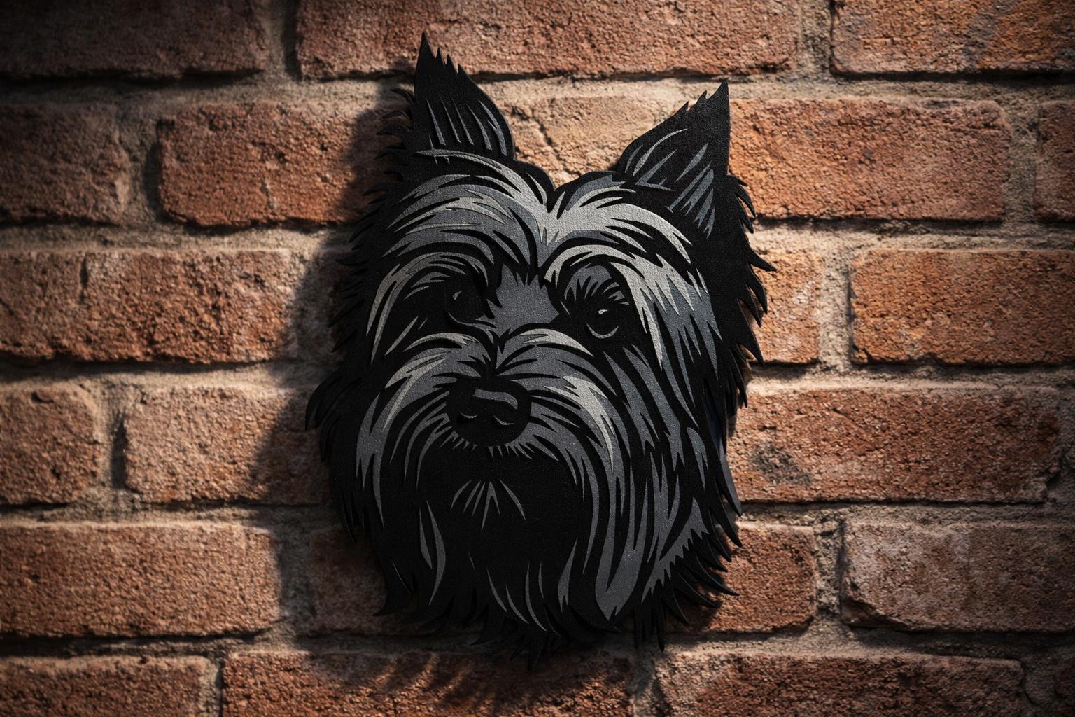 ケアーン・テリア 3D レイヤード犬の顔のベクターアート (SVG DXF