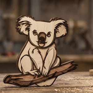 Koala Vector Art, Multilayer Cut File (SVG, DXF)