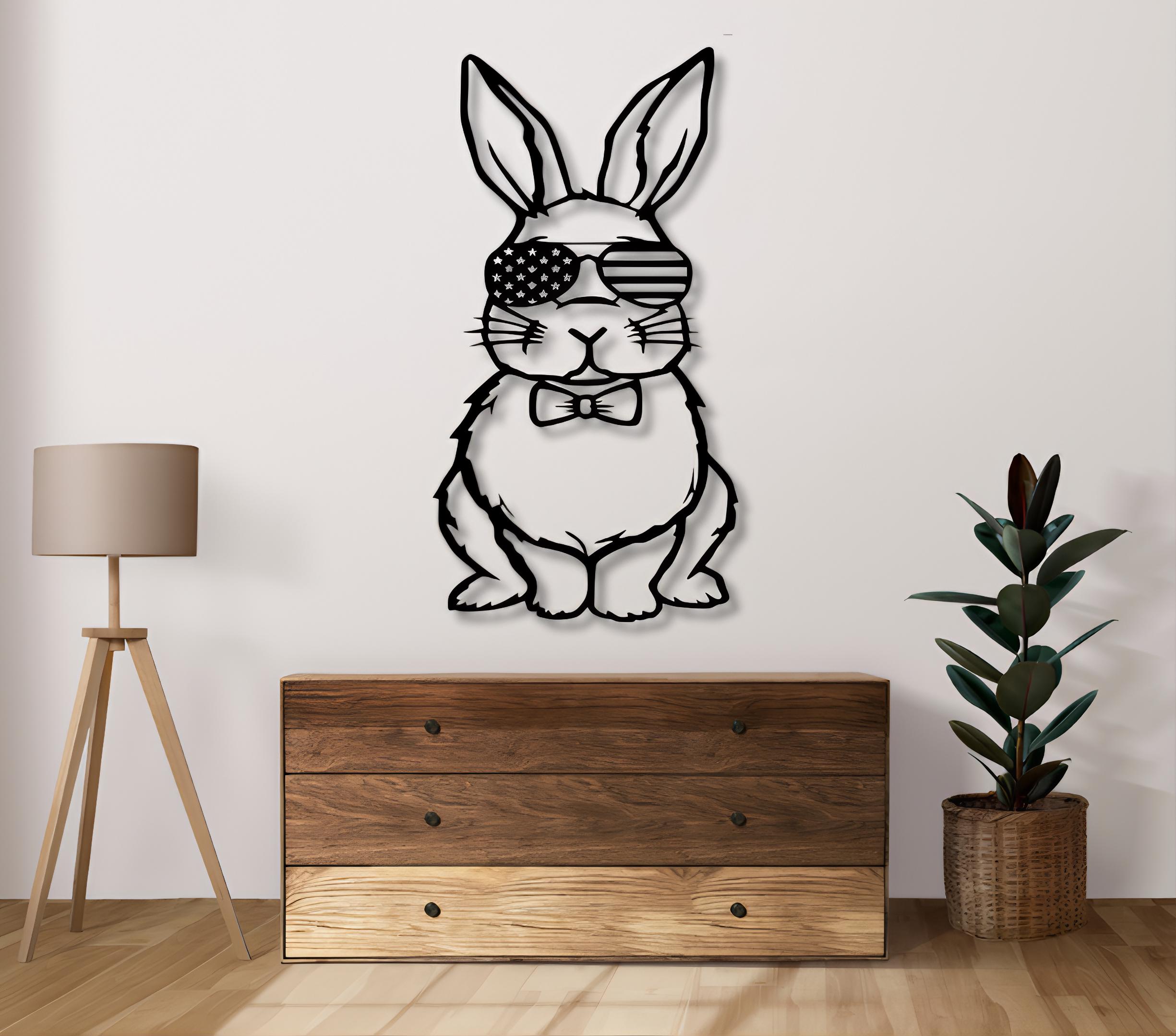 American Bunny SVG, Laser Cut File, Patriotic Rabbit Design - Etsy