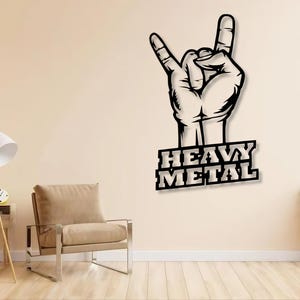 Heavy Metal Svg Dxf Png-bestanden Lasergesneden bestand Handteken Metal Vinyl Rock muziek kunst aan de muur voor Cnc Laser Plasma Cricut Glowforge