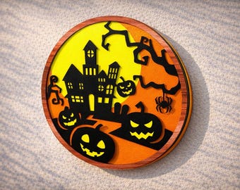 Halloween Multilayer SVG DXF Files 3D Layered Vector Art Cut File For Laser or Cricut