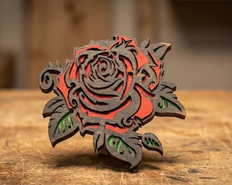 3D Rose SVG DXF Files, Multilayer Flower Cut File