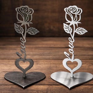 Soporte metálico Rose Love, archivo de corte láser CNC (SVG DXF)
