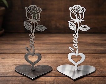 Rose Love Metal Stand CNC Laser Cut File (SVG DXF)