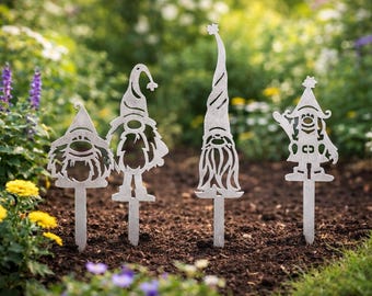 Gnome Family Garden Stake SVG DXF Files, Laser Cut Garden Art (Digital Download)