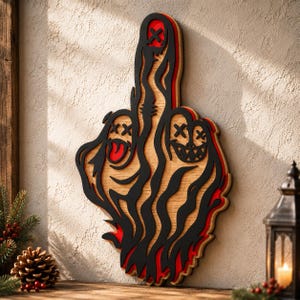 Middle Finger Multilayer Svg Dxf Files 3D Layered Cut File Plywood or Paper Cutting