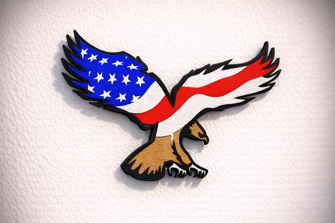 Flag Eagle 3D Layered Svg Dxf Files American Flag Multilayer Cut File ...