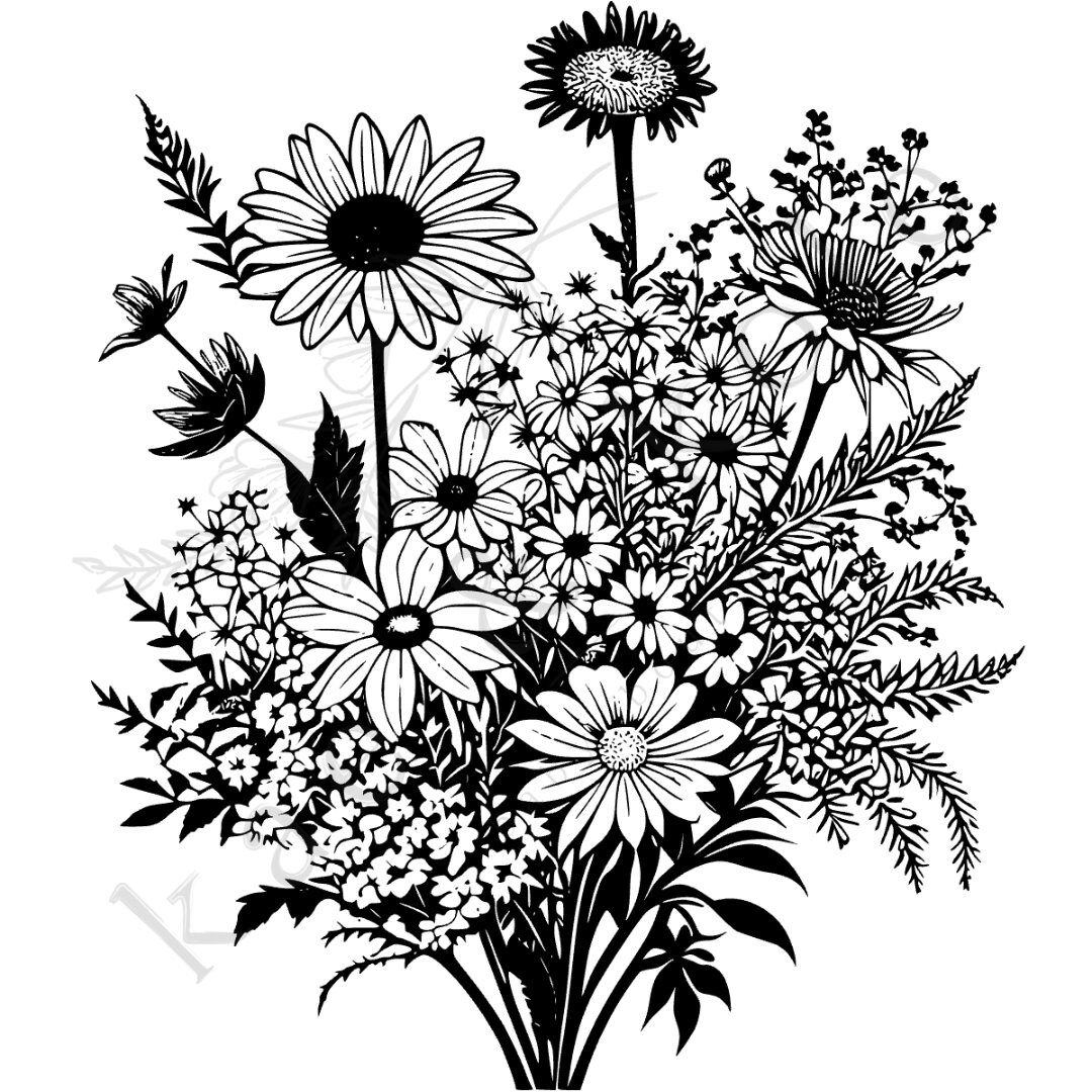 Wildflower Bouquet SVG Daisies PNG Instant Download Etsy