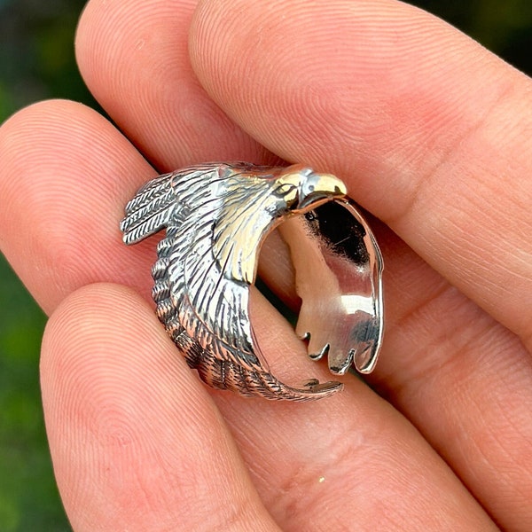 Sterling Silver Eagle Ring, Retro Hawk Ring, Eagle Men Ring, Celtic Eagle Ring, Unique Eagle Ring, 925 Silver Wing Rings, Vintage War Rings