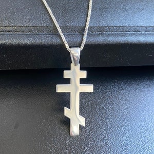 Sterling Silver Orthodox Cross Necklace, Unisex Silver Religious Orthodox Cross, Christian Cross Jewelry, Silver Greek Orthodox Cross