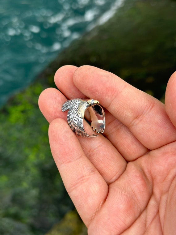 Sterling Silver Eagle Ring, Retro Hawk Ring, Eagle Men Ring Sterling Silver Eagle Ring, Retro Hawk Ring, Eagle Men Ring