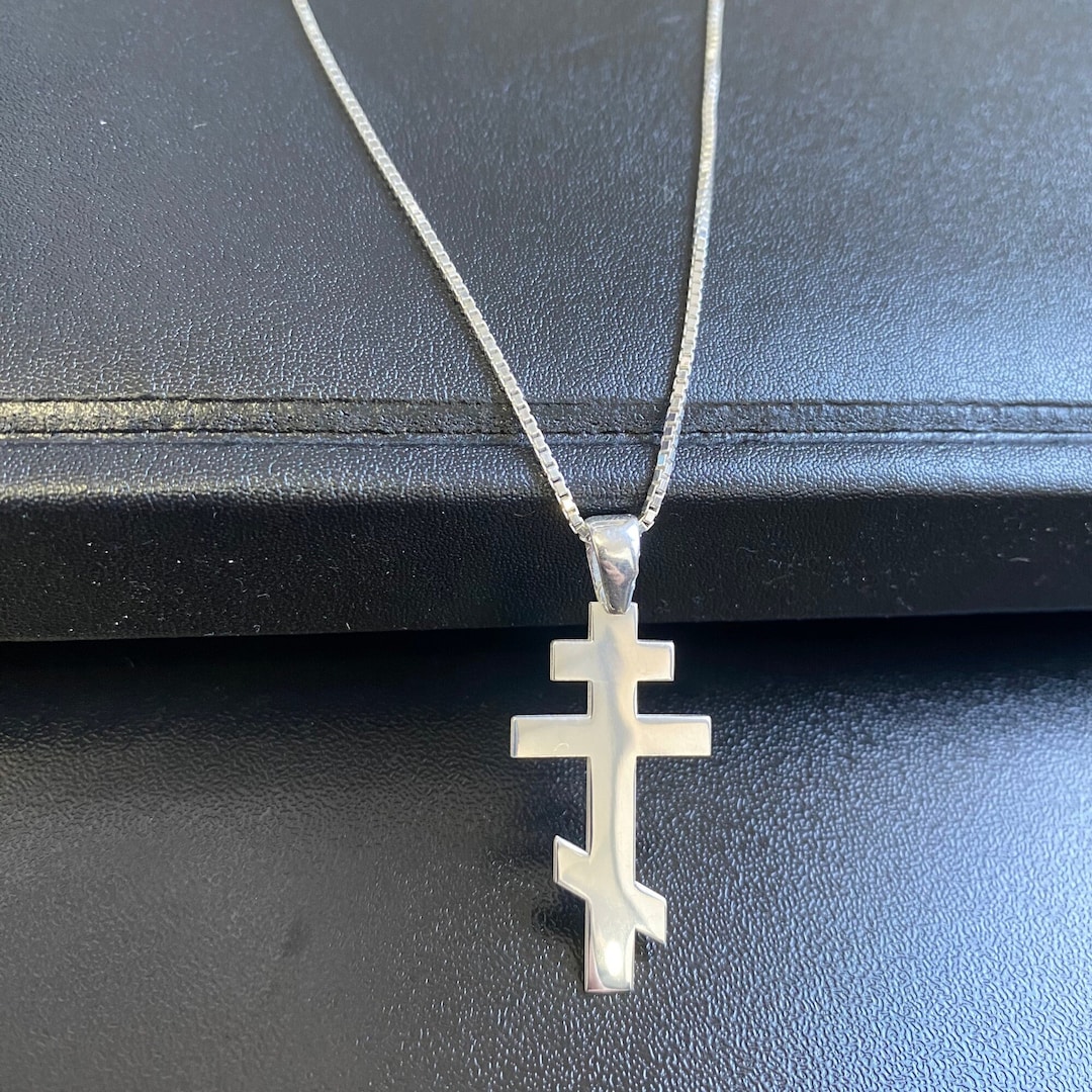 Sterling silver orthodox cross necklace unisex silver religious