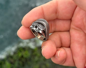 ✨希少✨ シルバー 925 VINTAGE SKULL RING 20号 指輪 925 Sterling Silver Skull Ring, Gothic Skull Vintage Ring