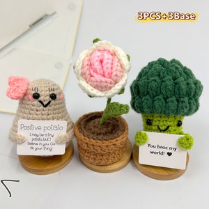 DICHA Positive Potato Crochet-Spreading Joy and Good Vibes - Cute and Funny  Emotional Support Gift for Friends Party Decoration