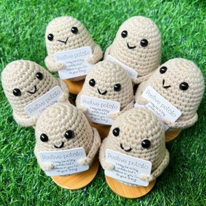 Pommes de terre positives bon marché, vente en gros, pomme de terre au crochet avec citations positives, cadeau de réconfort pour la santé mentale pour la famille/les amis, cadeau personnalisé fait main